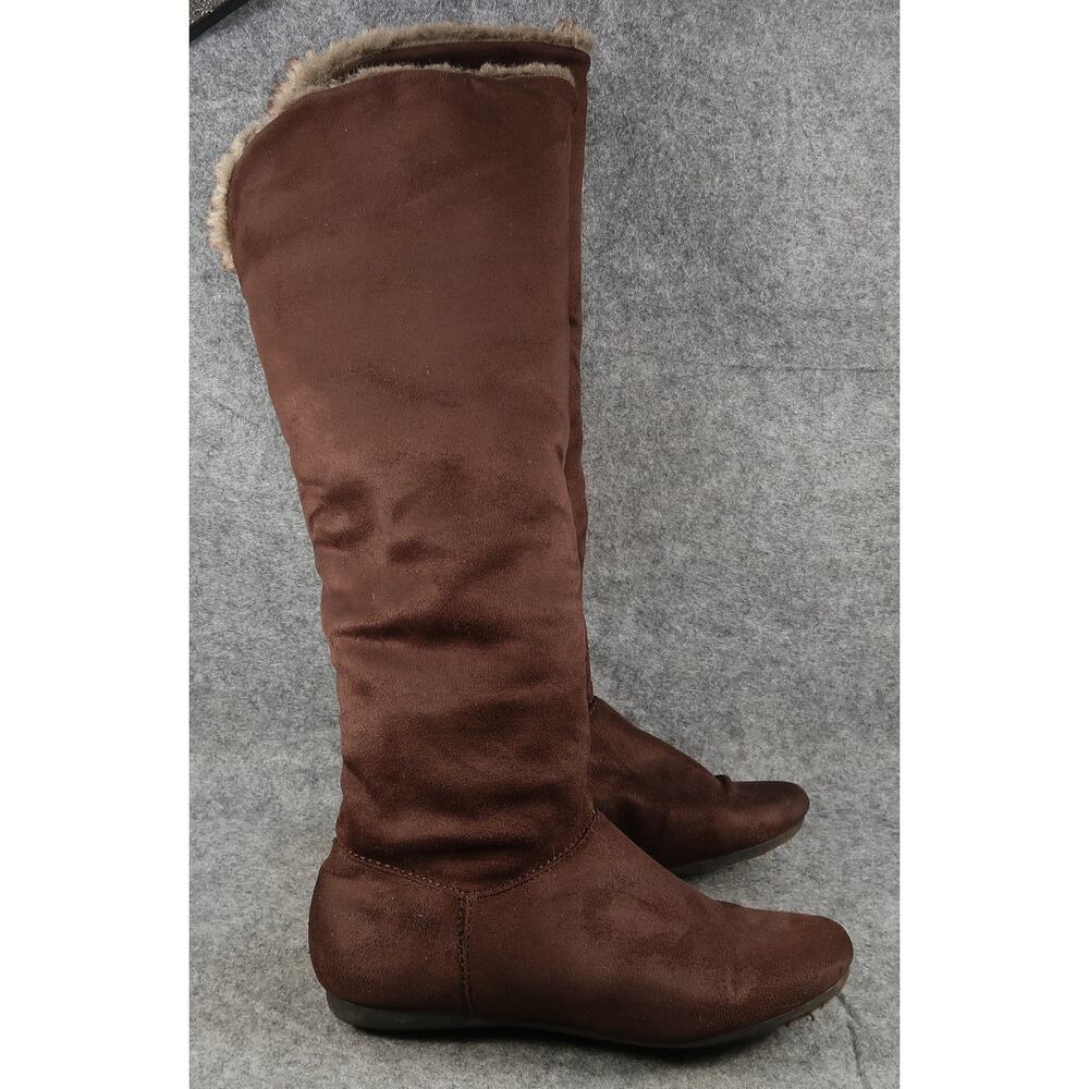 Charlotte Russe Shoes Womens 6 Boots Tall Slouch Pull On Faux Fur Lined Brown